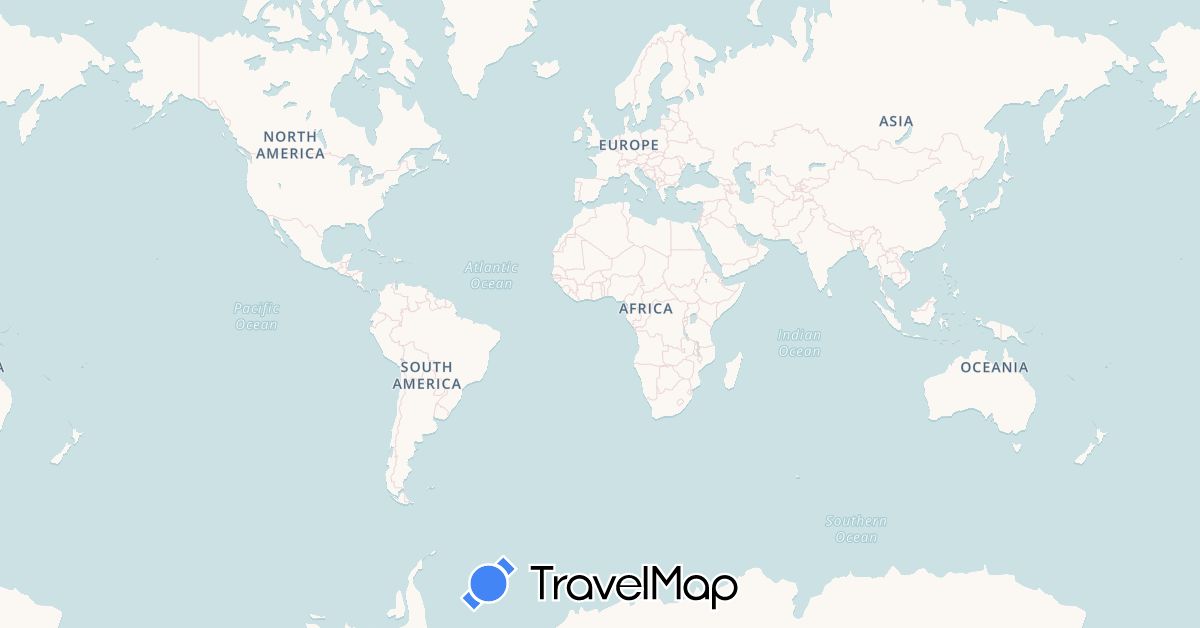 TravelMap itinerary: driving, bus, plane, train, hiking in Argentina, Bolivia, Chile, Colombia, Ecuador, Peru, United States (North America, South America)